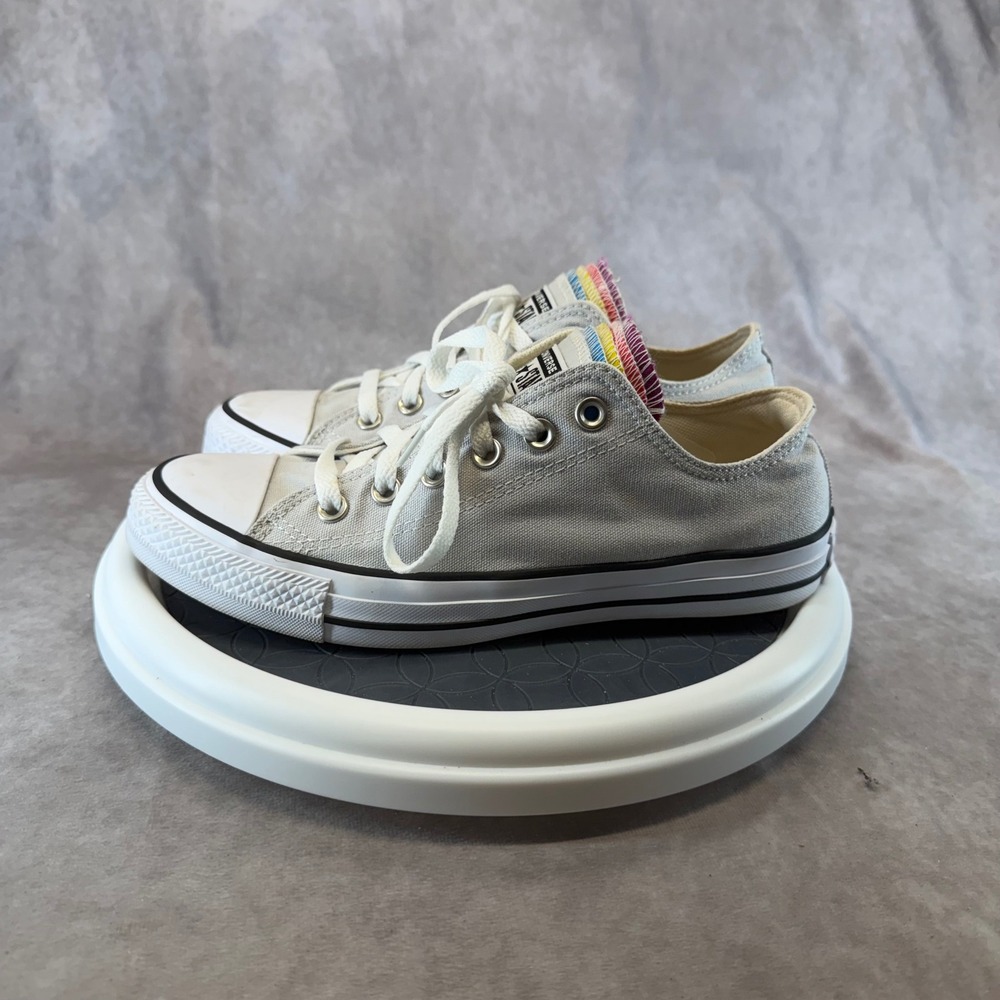 Converse Chuck Taylor All Star Women 8 Gray Rainbow Multi Tongue Sneakers